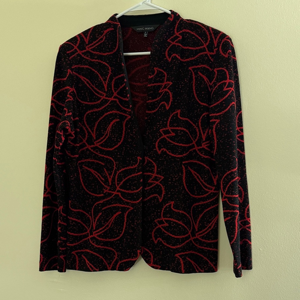 MING WANG Tulip Print Knit Jacket
